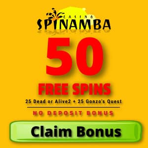 50 free spins no deposit Spinamba Casino bonus for SPinBigWin.com is on photo.