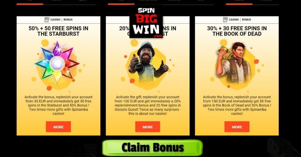 Activate the Spinamba Casino Bonuses hot offers. are in this photo.