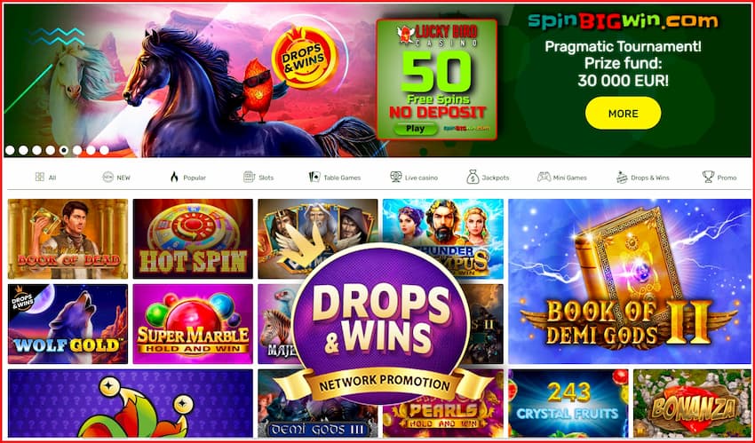 Discover "Drop and Wins" promotion from Pragmatic Play provider in the casino Lucky Bird is in the photo.