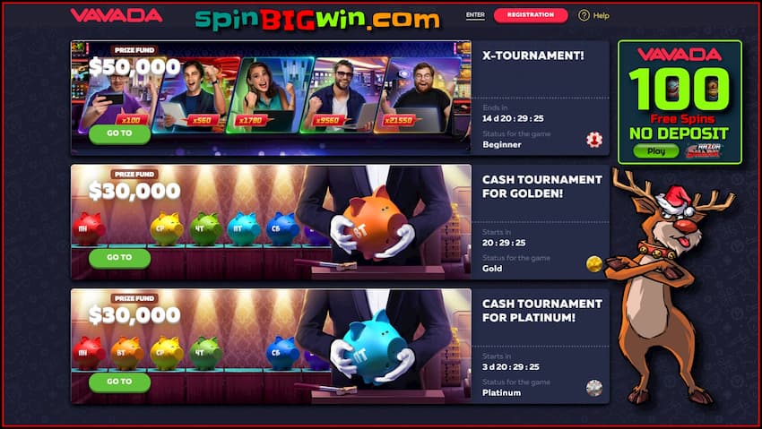 Free tournaments with real cash prizes are in the casino VAVADA are in the photo.