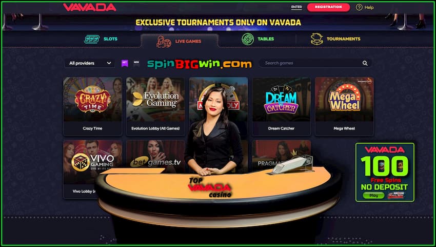 Games with real dealers and croupiers in live casino VAVADA are in the photo.