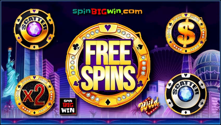 Free Spins and Scatter symbol in the online casino slot machine bonus game for the spinBIGwin site are in this image.