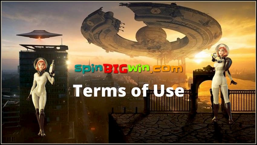 Terms of use for the spinBIGwin.com portal are in this image.